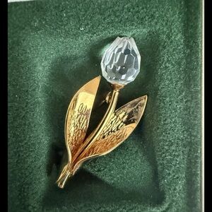 Swarovski Gold and Silver Crystal Tulip Brooch